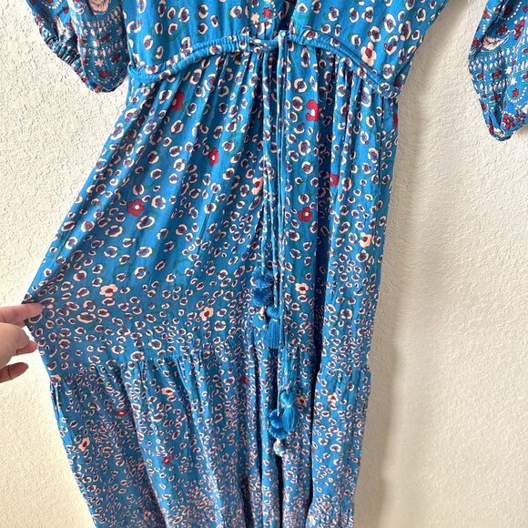 Poupette St Barth Mya Maxi Dress Blue Leo Print - Picture 9 of 15